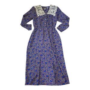 Vintage JT Dress Paisley Lace Collar Women SZ 6
